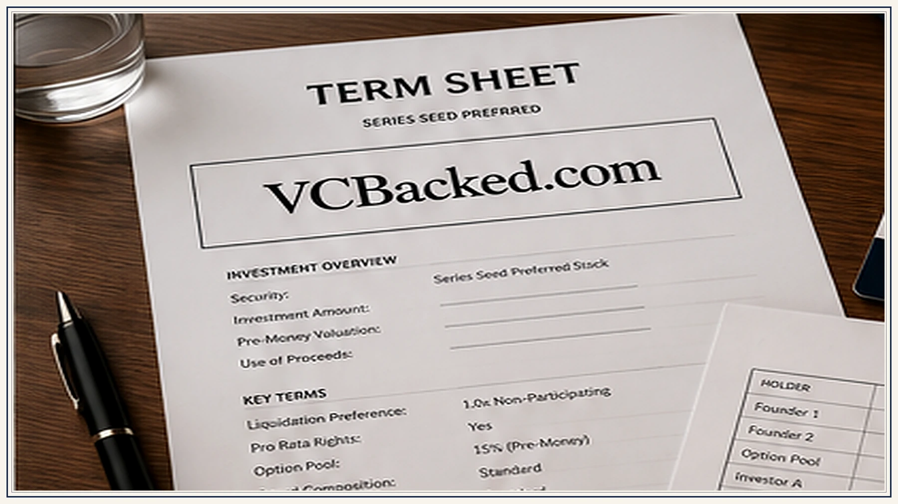 VCBacked.com editorial papers on a desk