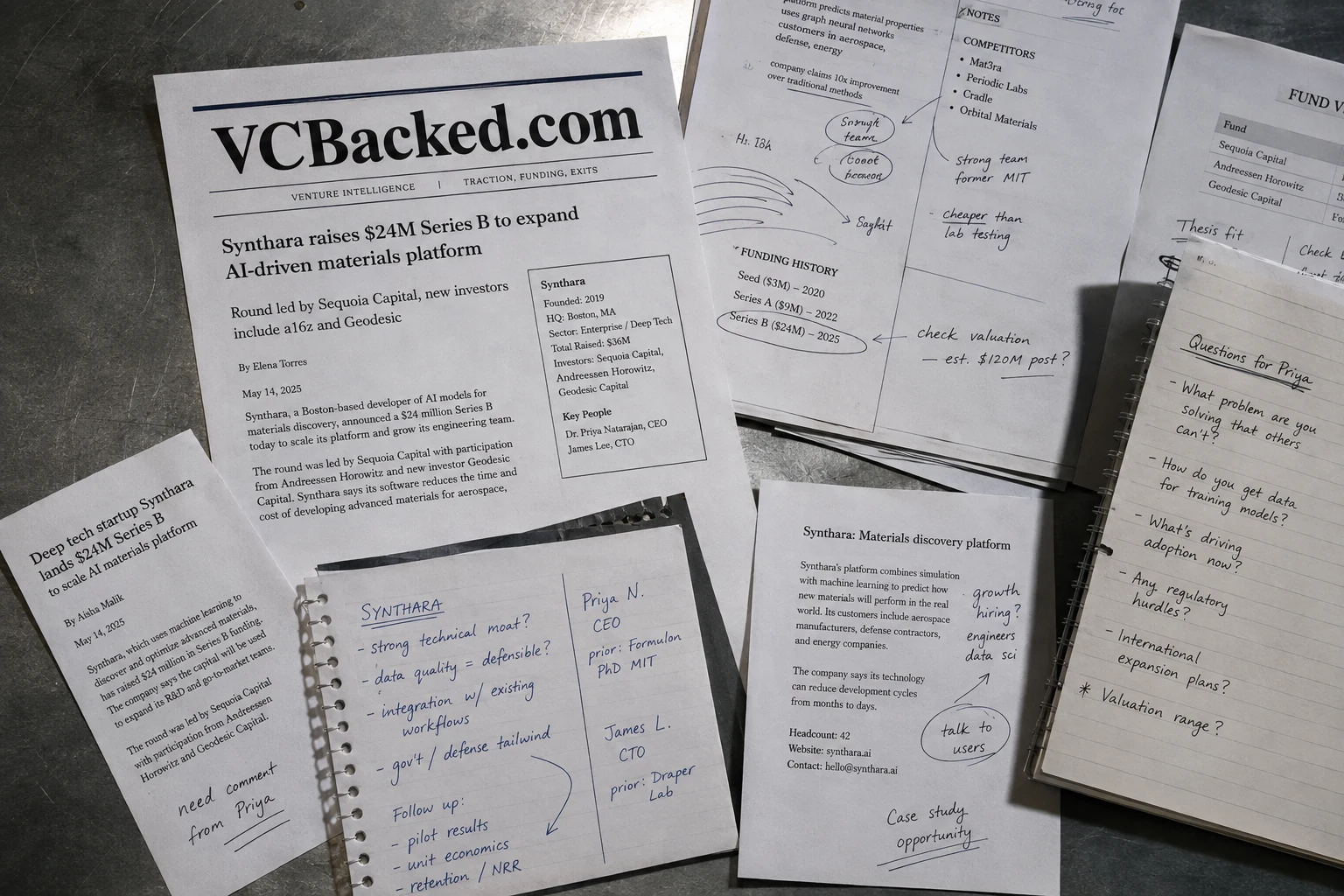 VCBacked.com concept for A media desk