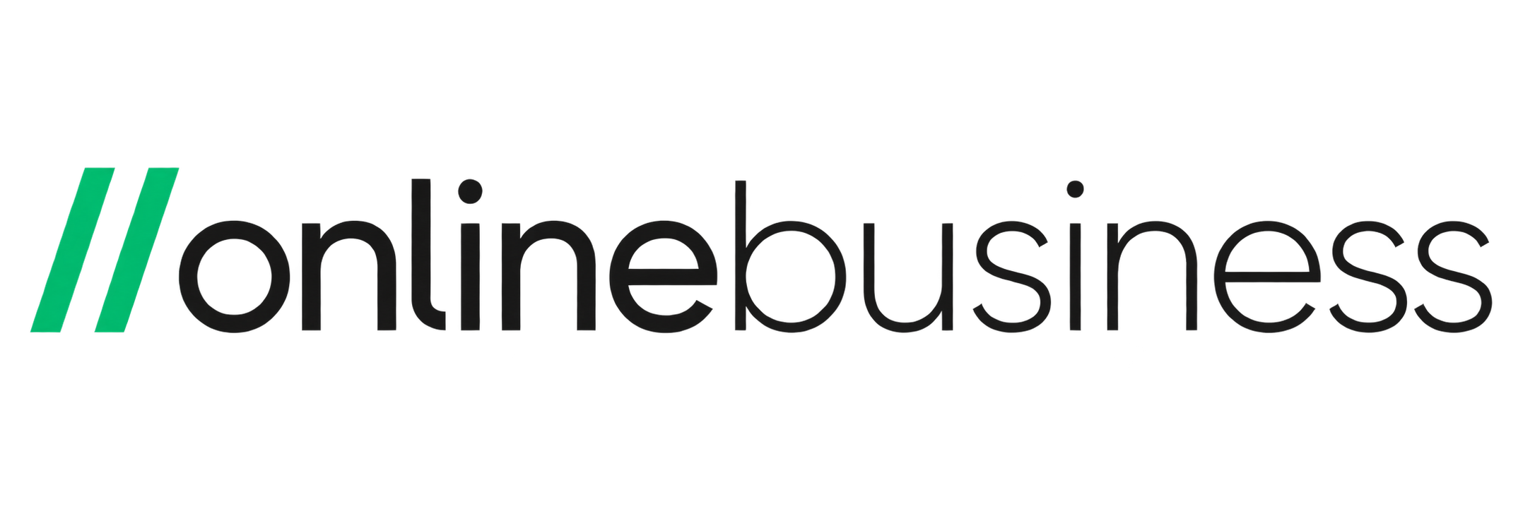 OnlineBusiness logo with green slashes